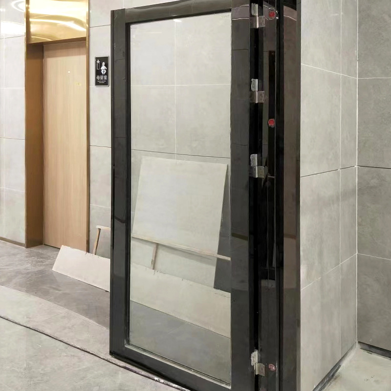 Black Titanium Steel Glass Fire Door