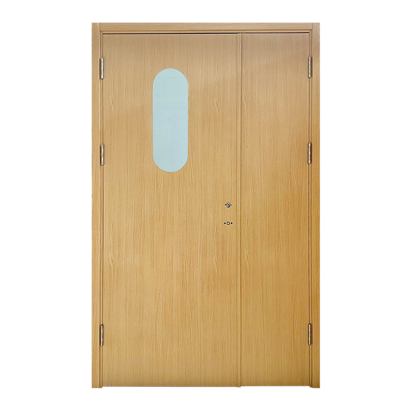 Hospital dustproof and antibacterial wood grain steel fireproof door
