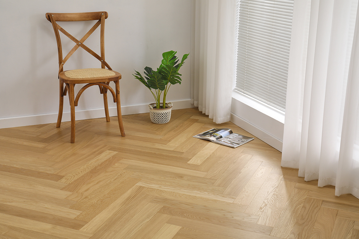 ARS603 brushed oak herringbone parquet flooring