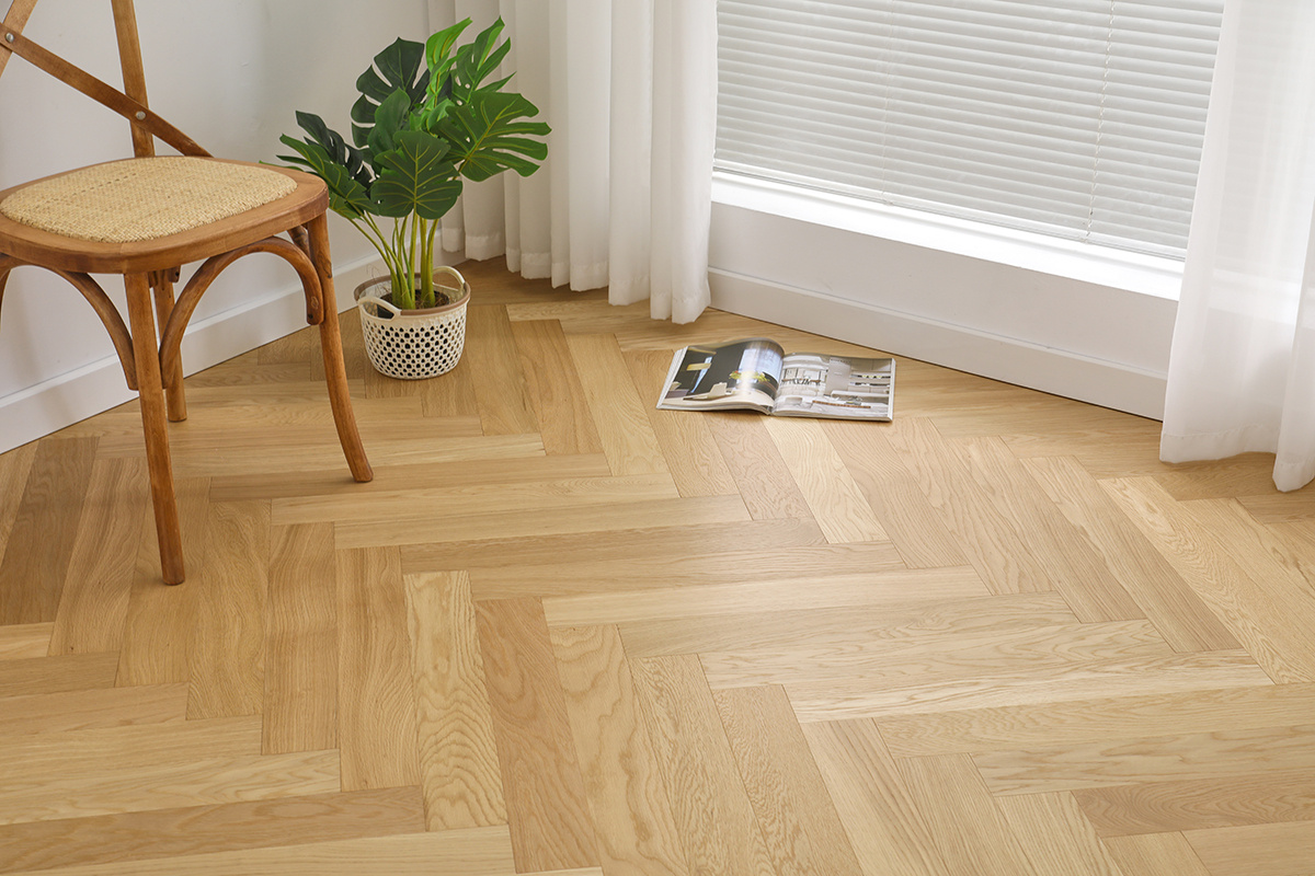 ARS603 brushed oak herringbone parquet flooring