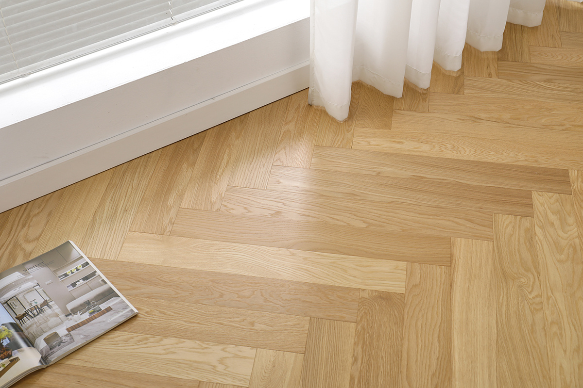 ARS603 brushed oak herringbone parquet flooring