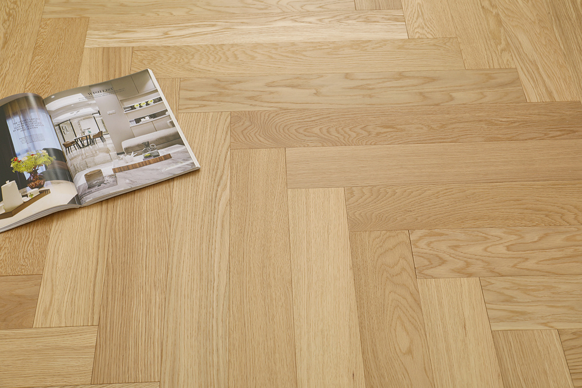 ARS603 brushed oak herringbone parquet flooring
