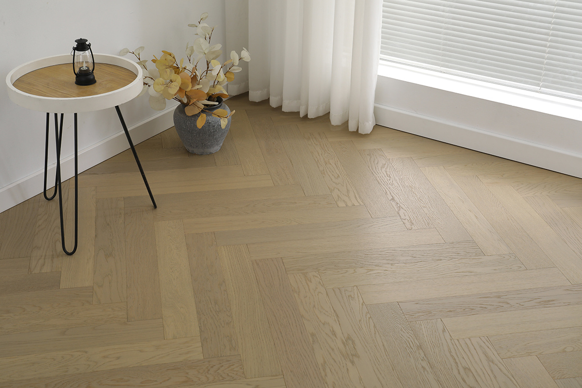ARS606 brushed oak herringbone parquet flooring
