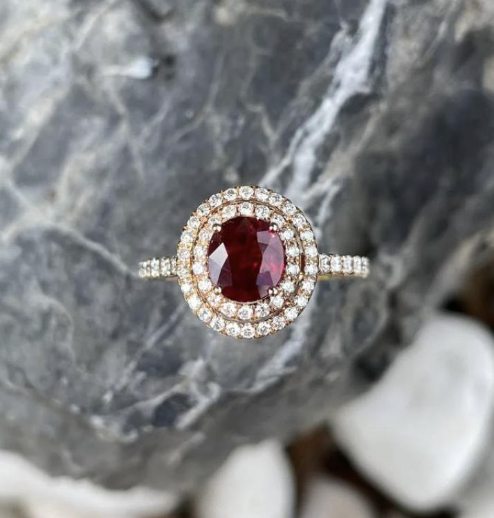 Classic Ruby Diamond Halo Ring
