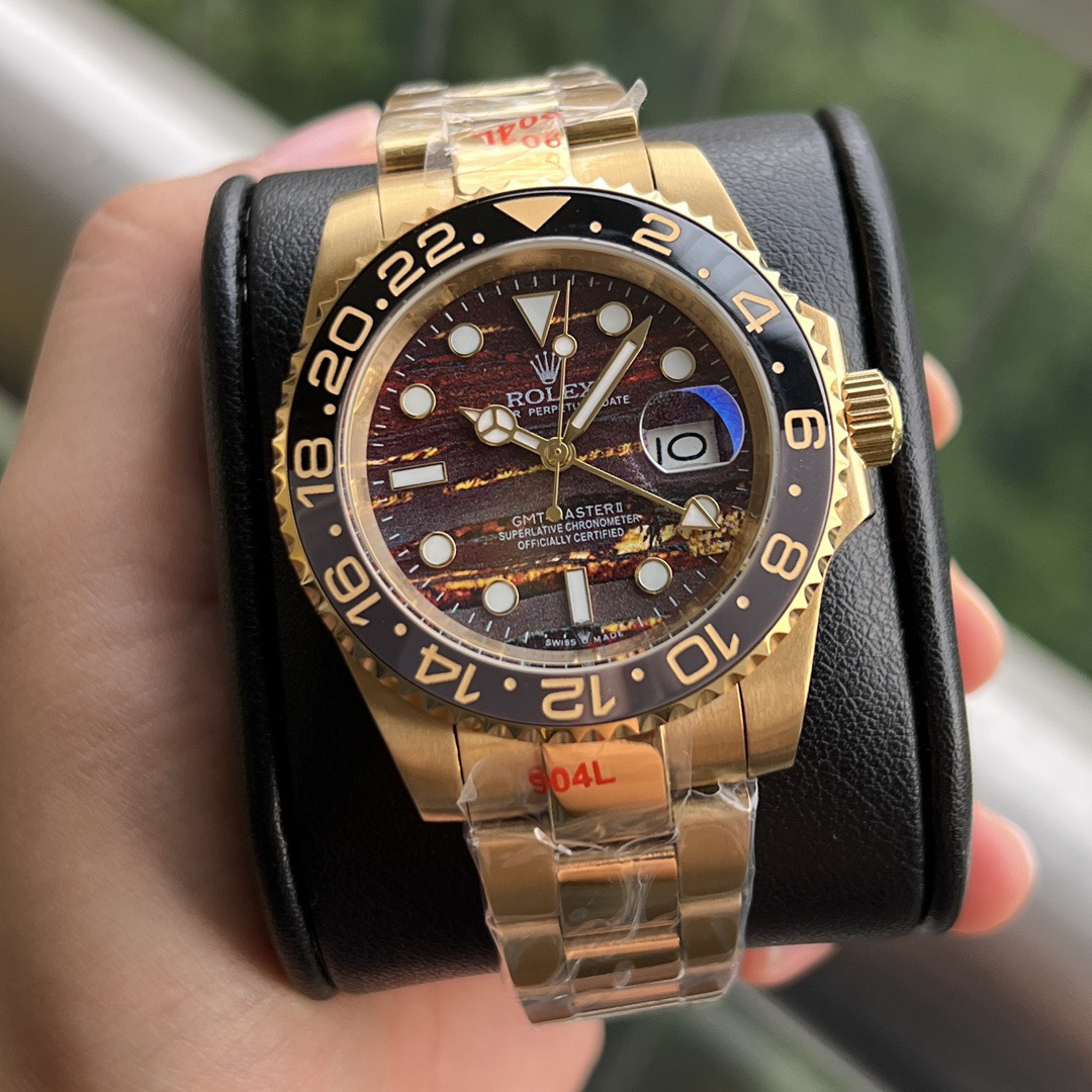 ROLEX 2025 ロレックスの機械式時計 GMTマスター II 40MM時計ソウルゴールド文字盤