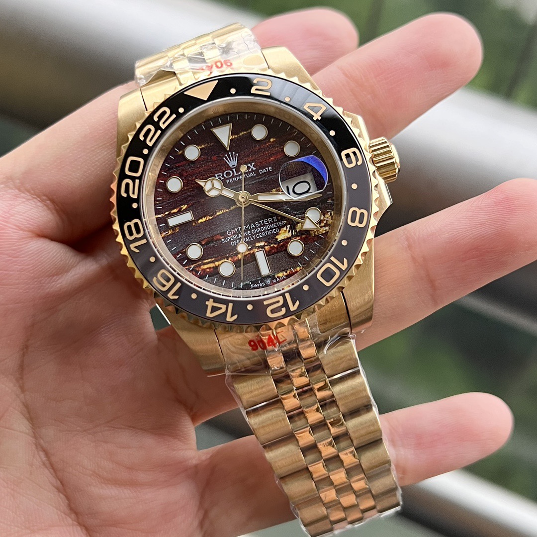 ROLEX 2025 ロレックスの機械式時計 GMTマスター II 40MM時計ソウルゴールド文字盤