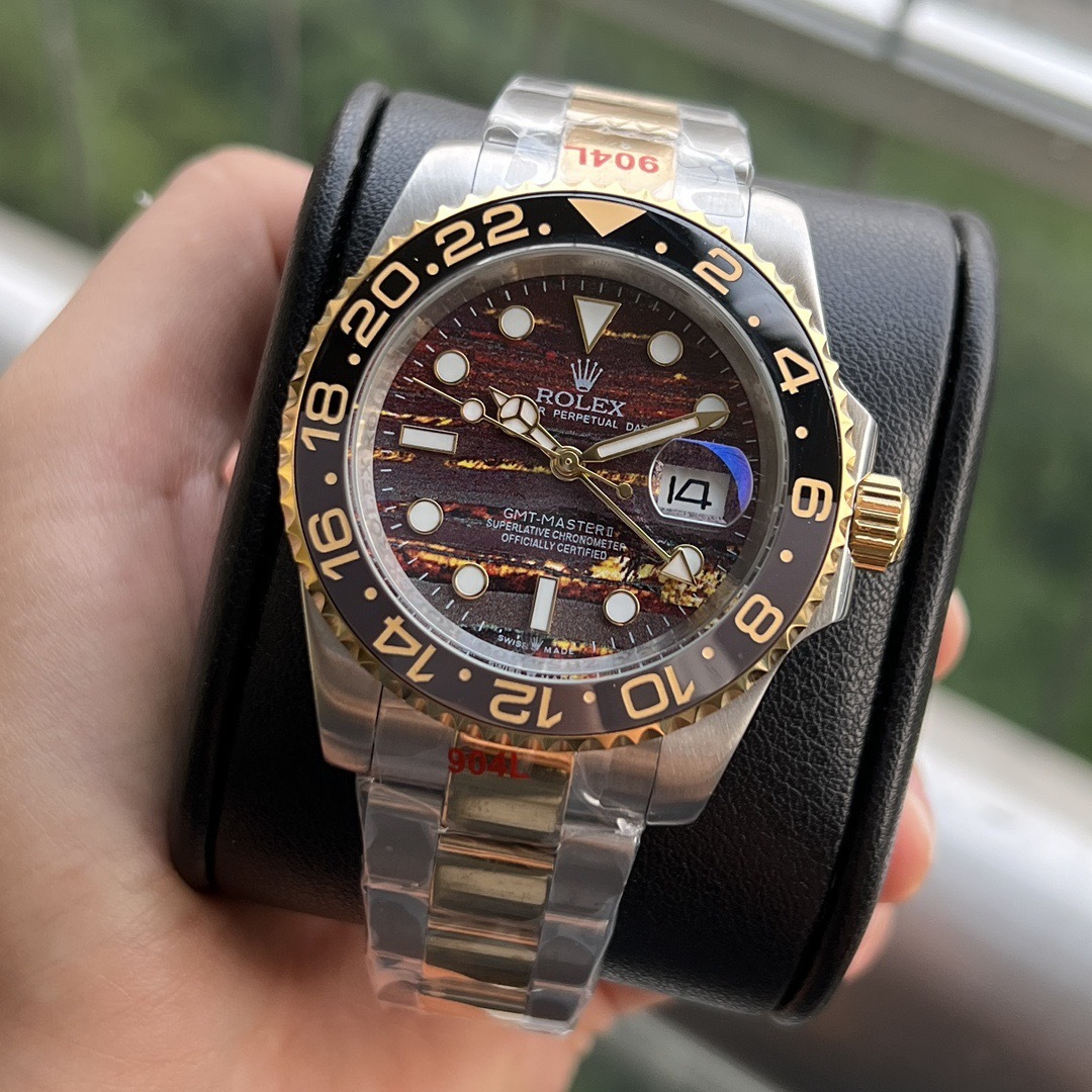 ROLEX 2025 ロレックスの機械式時計 GMTマスター II 40MM時計ソウルゴールド文字盤