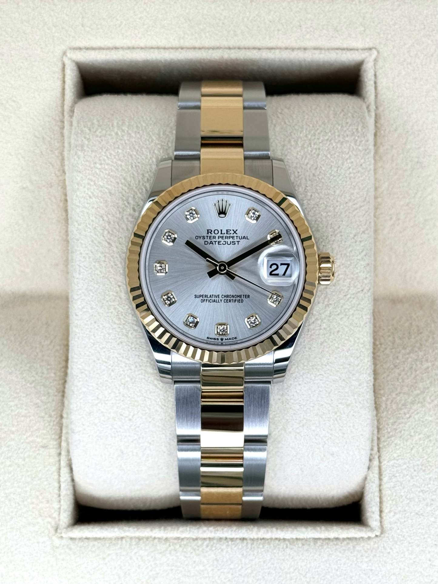 NEW 2024 ロレックス レディデイトジャスト 31mm 278273 ツートーンシルバーダイヤダイヤル