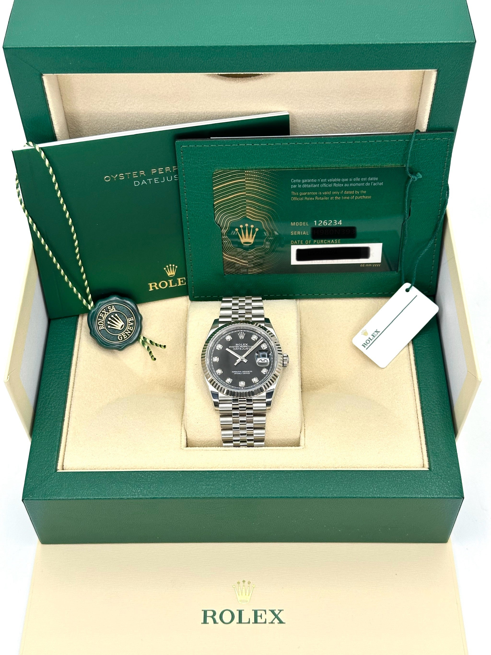 NEW 2024 ロレックス デイトジャスト 36mm 126234 ジュビリーブラックダイヤダイヤル