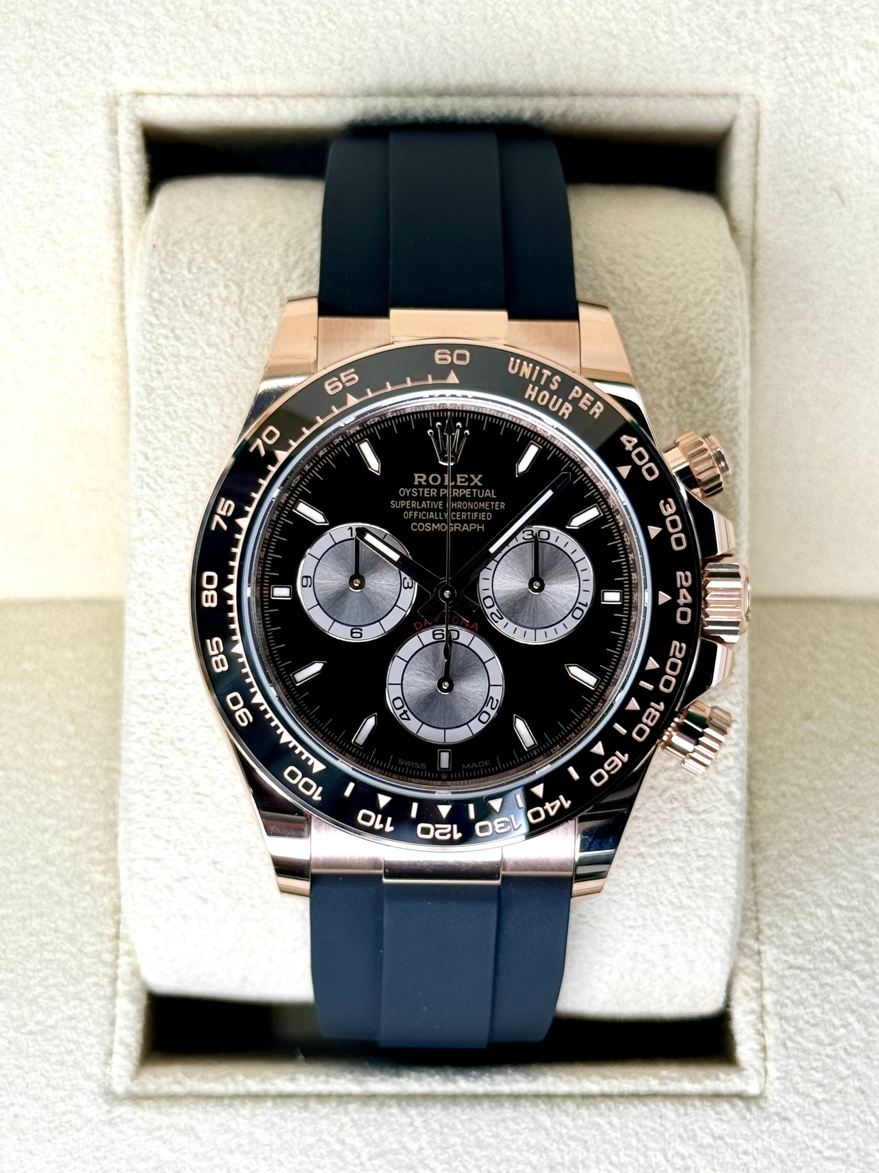 NEW 2024 ロレックスデイトナ40mm 126515LN ローズゴールドオイスターフレックスブラックダイヤル