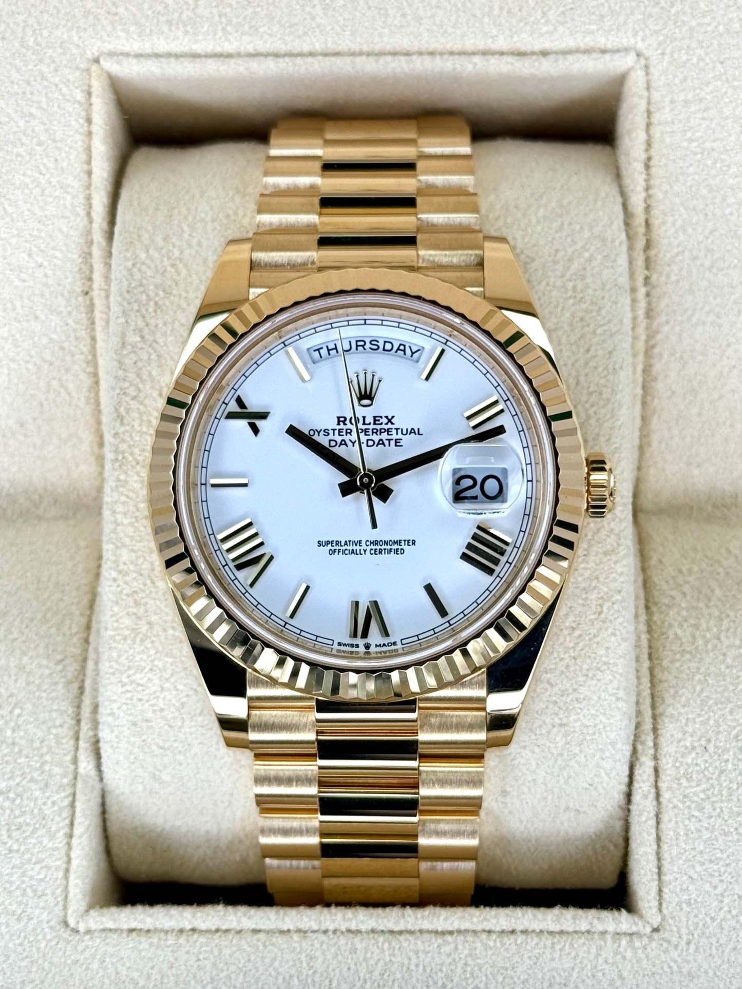 2022 ロレックス デイデイト 40mm 228238 プレジデンシャル ホワイトダイヤル
