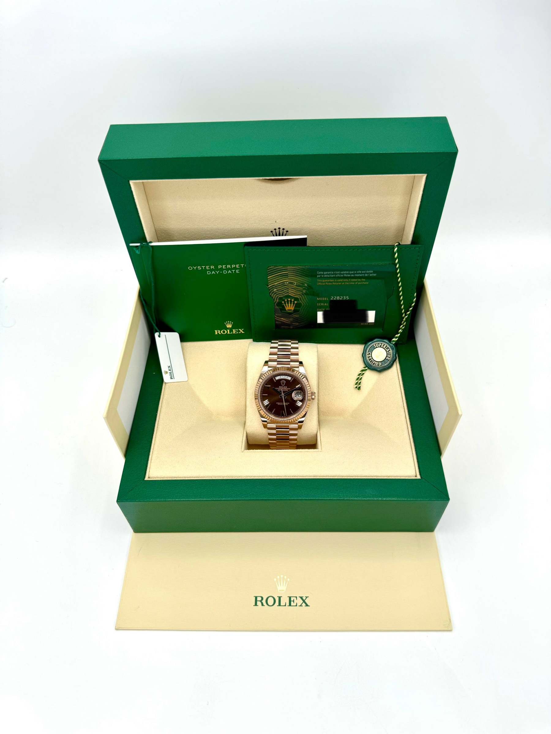 2024 ロレックス デイデイト 40mm 228235 ローズゴールド チョコレートダイヤル