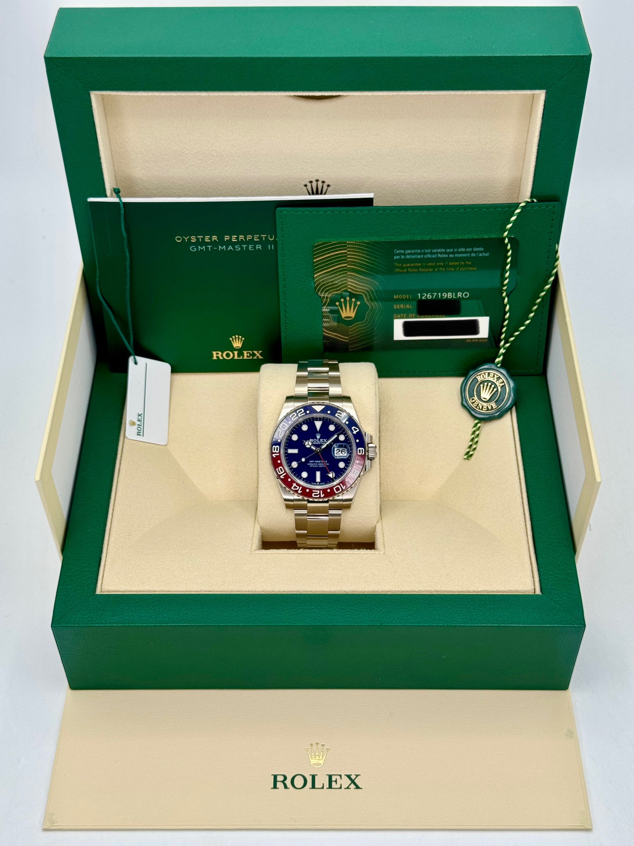 NEW 2024 ロレックス GMTマスターII 「ペプシ」 40mm 126719BLRO ホワイトゴールドブルーダイヤル