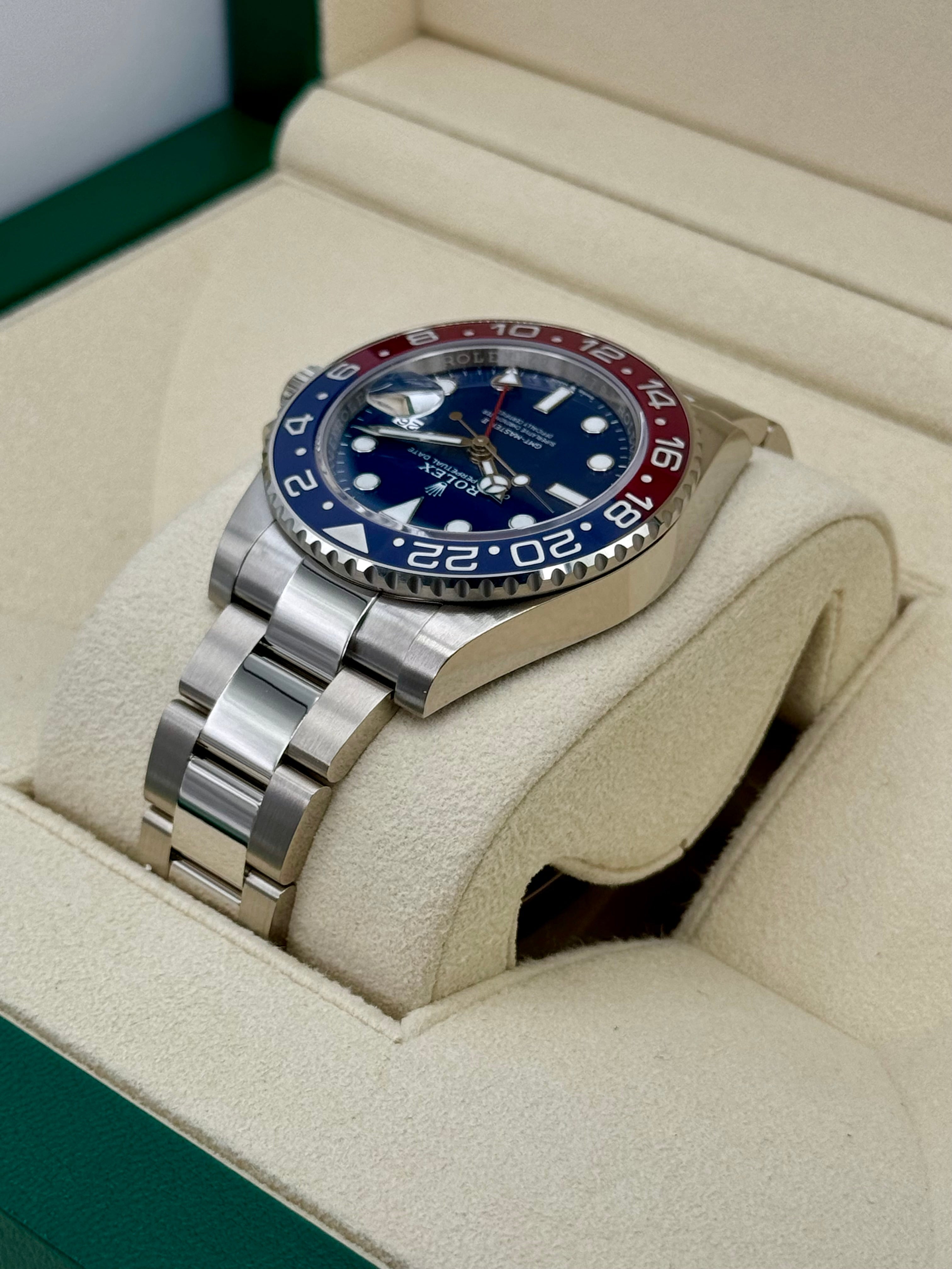 NEW 2024 ロレックス GMTマスターII 「ペプシ」 40mm 126719BLRO ホワイトゴールドブルーダイヤル