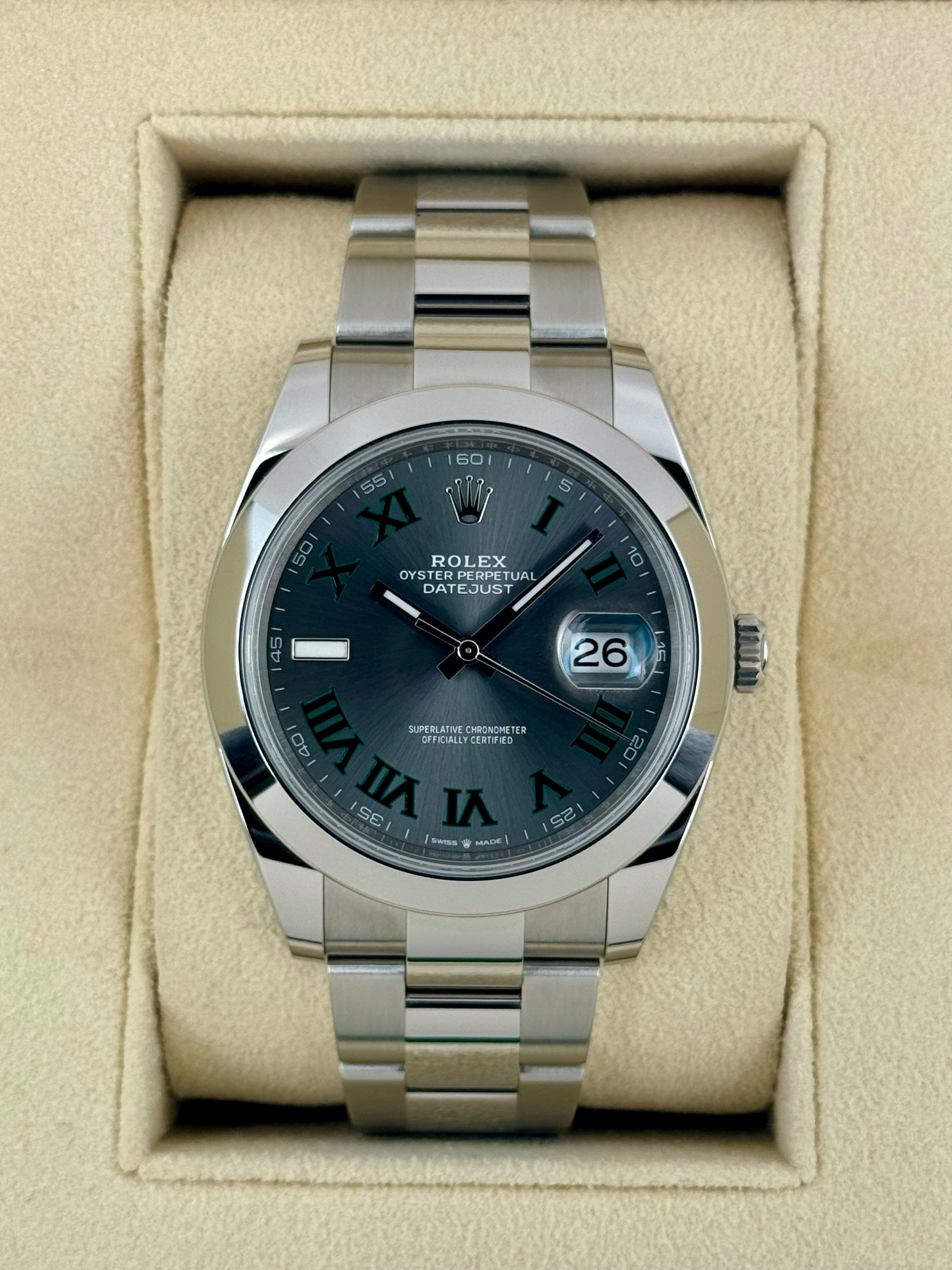 NEW 2024 ロレックス デイトジャスト 41mm 126300 オイスター ウィンブルドン ダイヤル
