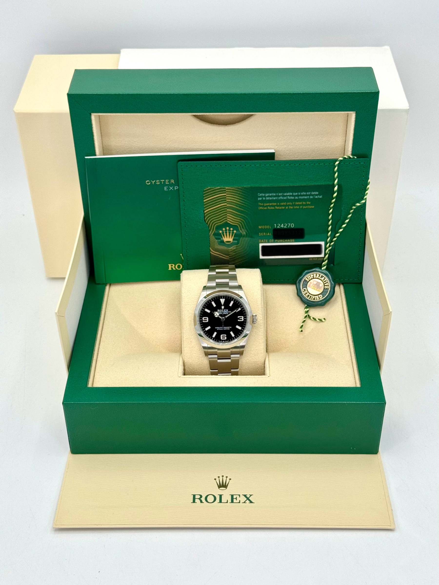NEW 2024 Rolex Explorer 36mm 124270 ステンレススチール ブラックダイヤル