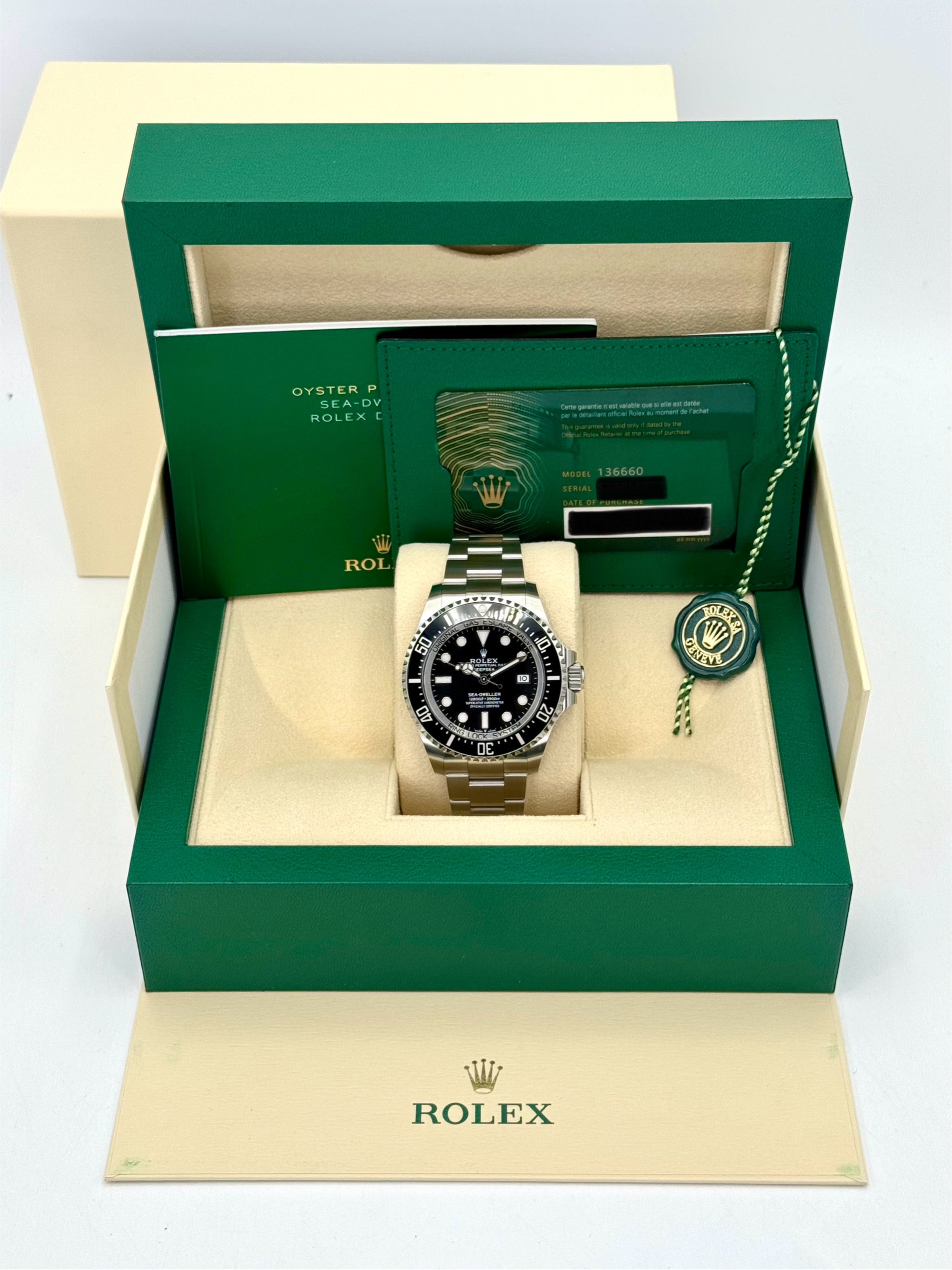 NEW 2024 Rolex Deepsea 44mm 136660 ステンレススチール ブラックダイヤル