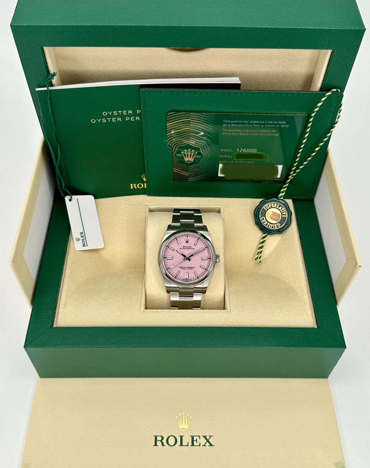 NEW 2024 ロレックス オイスターパーペチュアル 36mm 126000 キャンディピンクダイヤル