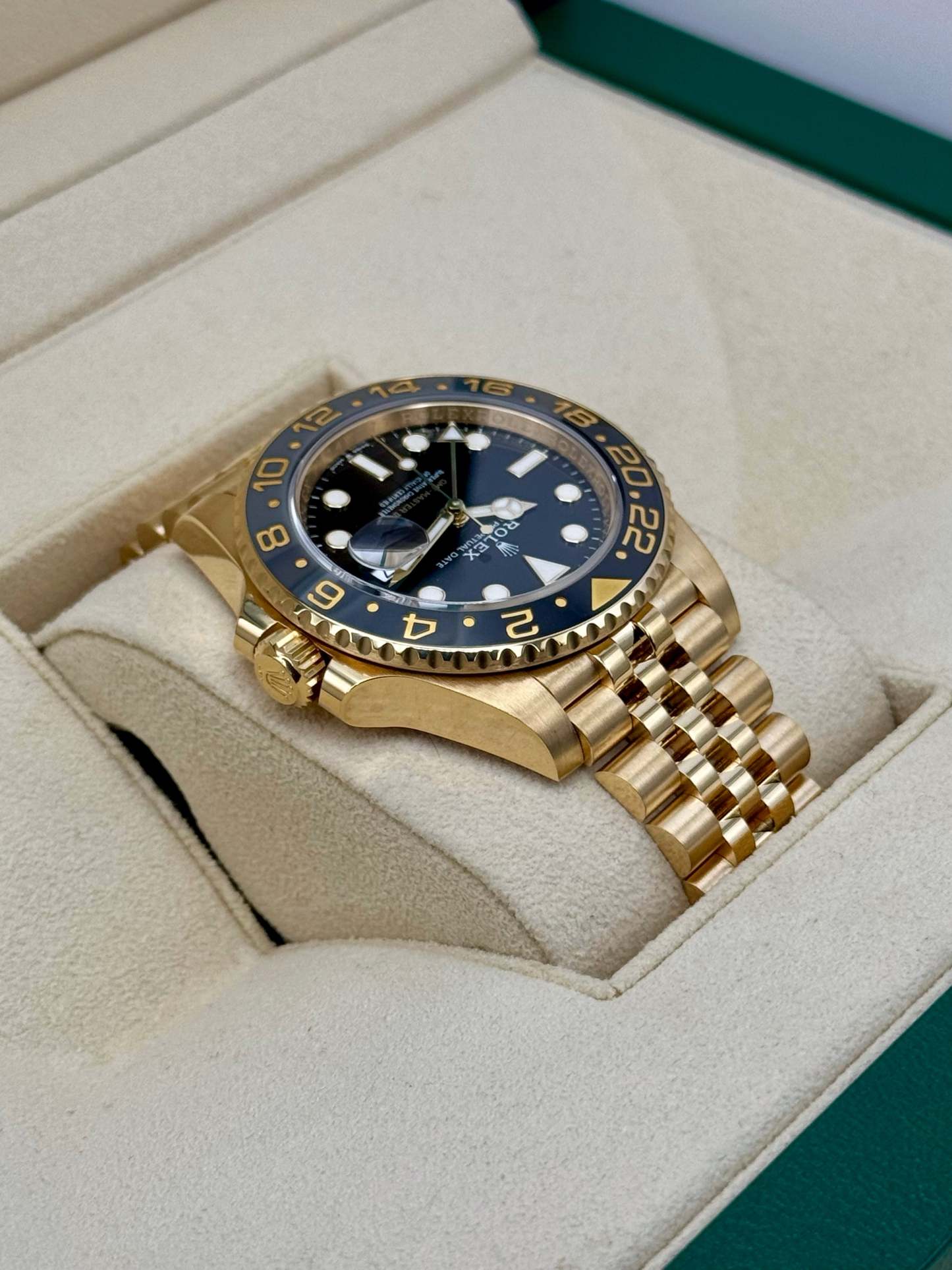 2023 Rolex GMT Master II 40mm 126718GRNR Yellow Gold Jubilee Black Dial