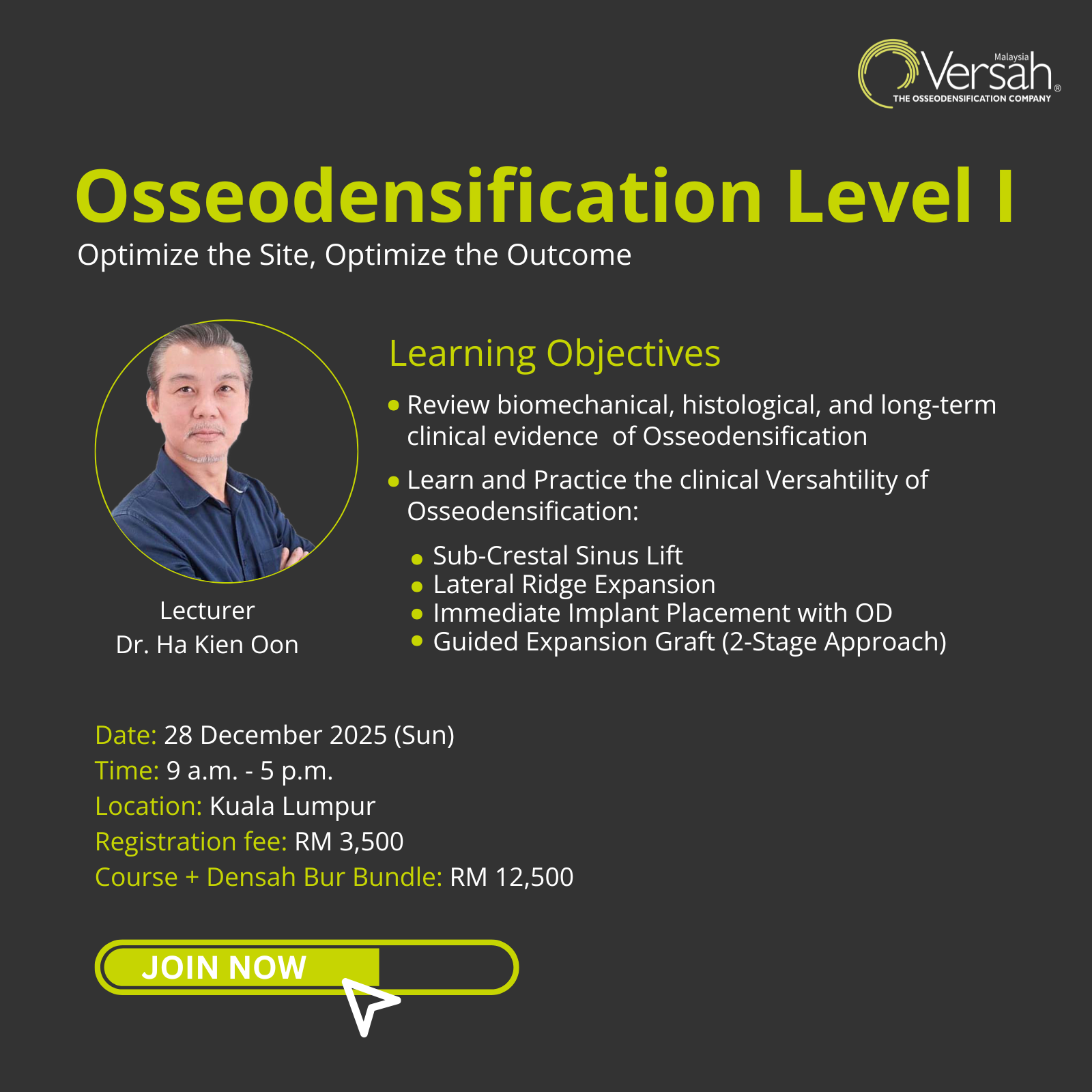 Osseodensification Level 1 dental course poster