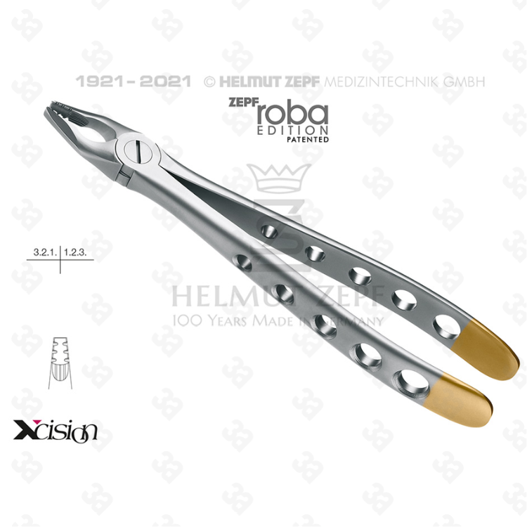 EXTRACT. FORCEPS, ENGL. PATTERN,FIG.34M MODIF., ROBA-EDITION BY DR. BECK, UPPER INCISORS AND EYE TEETH