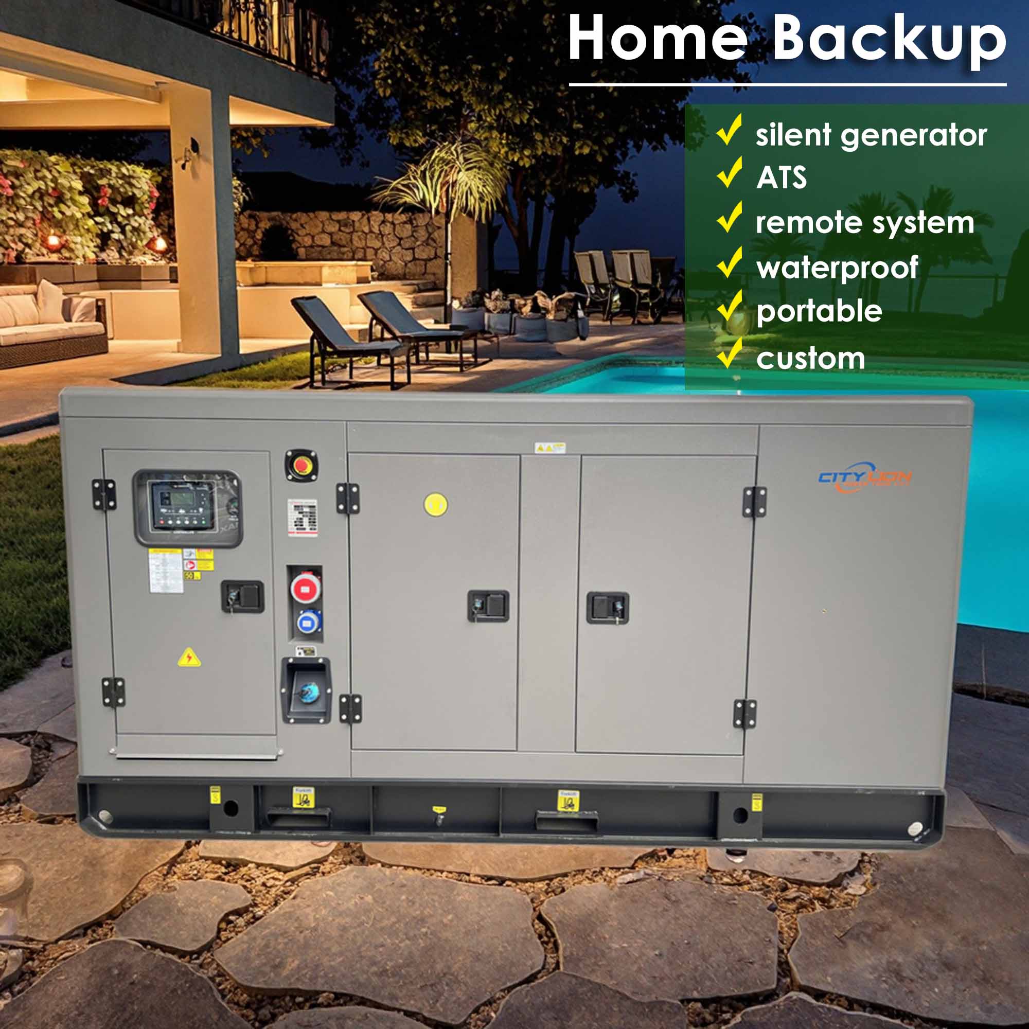 Fuel Efficient 120kW 150kW 200kW ATS Water Cooled Electric Plant 150kVA 188kVA 250kVA Silent Diesel Generator-CITYLION  |  power your life