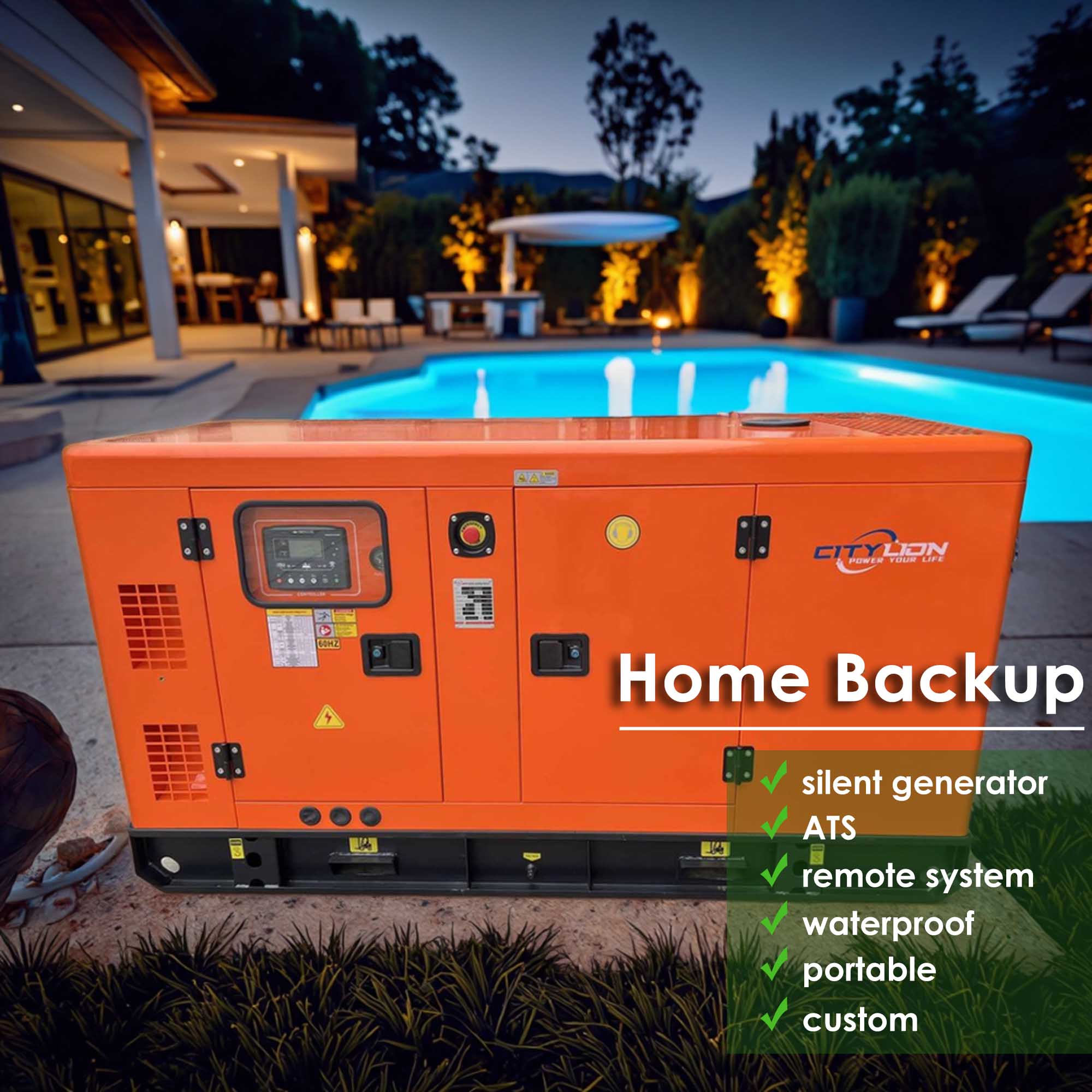 Energy Saving ATS 3 Phase 12-40kW Power Generator 38 KVA 38KVA 30KW 30 KW Silent Diesel Generator for Emergency Power-CITYLION  |  power your life