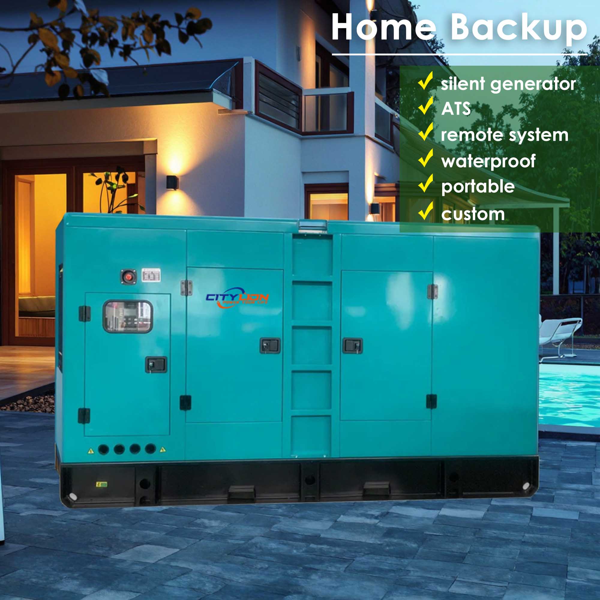 Factory Direct Waterproof AC Alternator Electric Plant 240-400kW Silent Diesel Generator for Commercial Backup-CITYLION  |  power your life