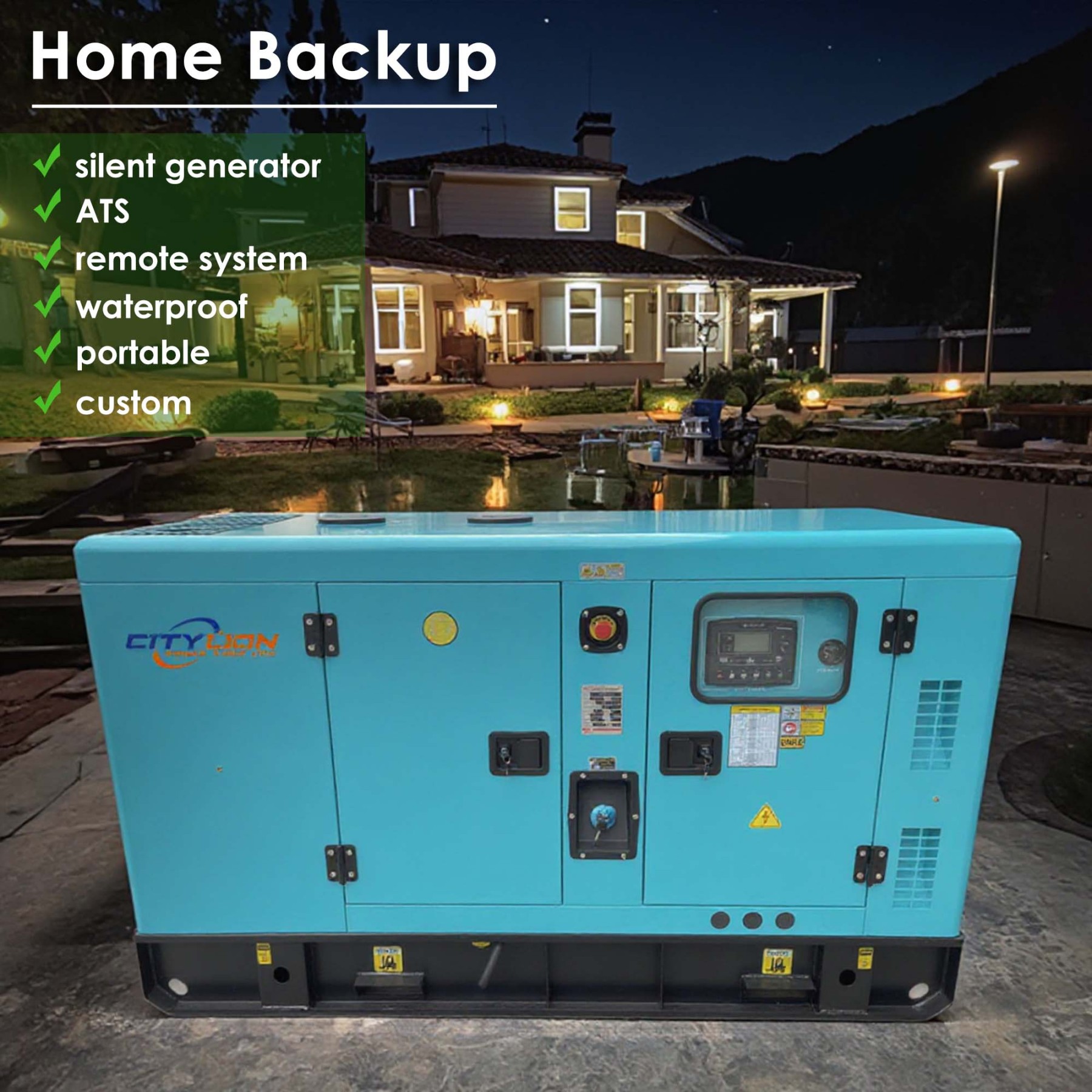 OEM/ODM 12-40kW Soundproof Water Cooled Generator Set 15 KVA 15KVA 12KW 12 KW Silent Diesel Generator