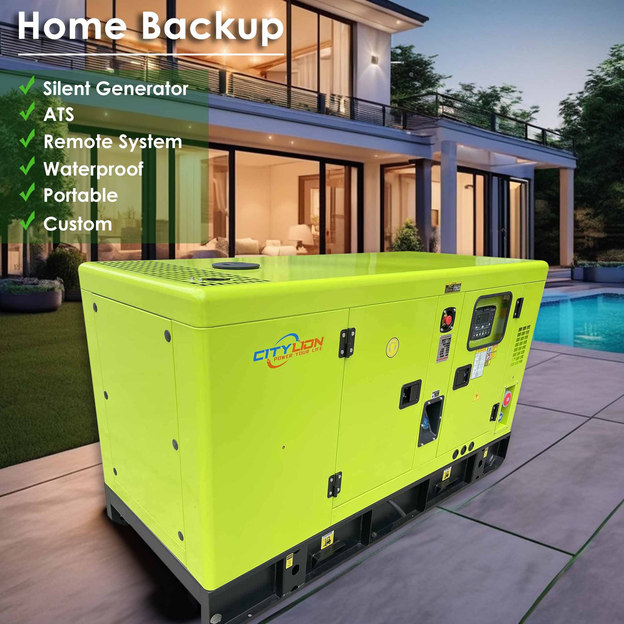 High-End Portable Standby Genset, 3-Phase Single Phase 12-40kW Water Cooled Silent Diesel Generator-CITYLION  |  power your life