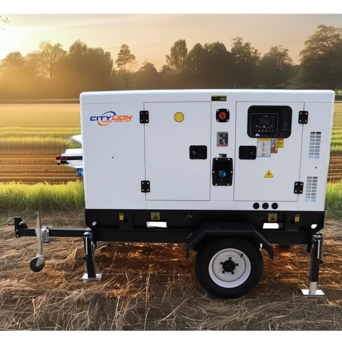 Hot Sale Mobile Water Cooled Genset, 12kW 16kW 20kW 24kW 32kW 40kW Trailer Type Silent Diesel Generator with 2 Wheels-CITYLION  |  power your life