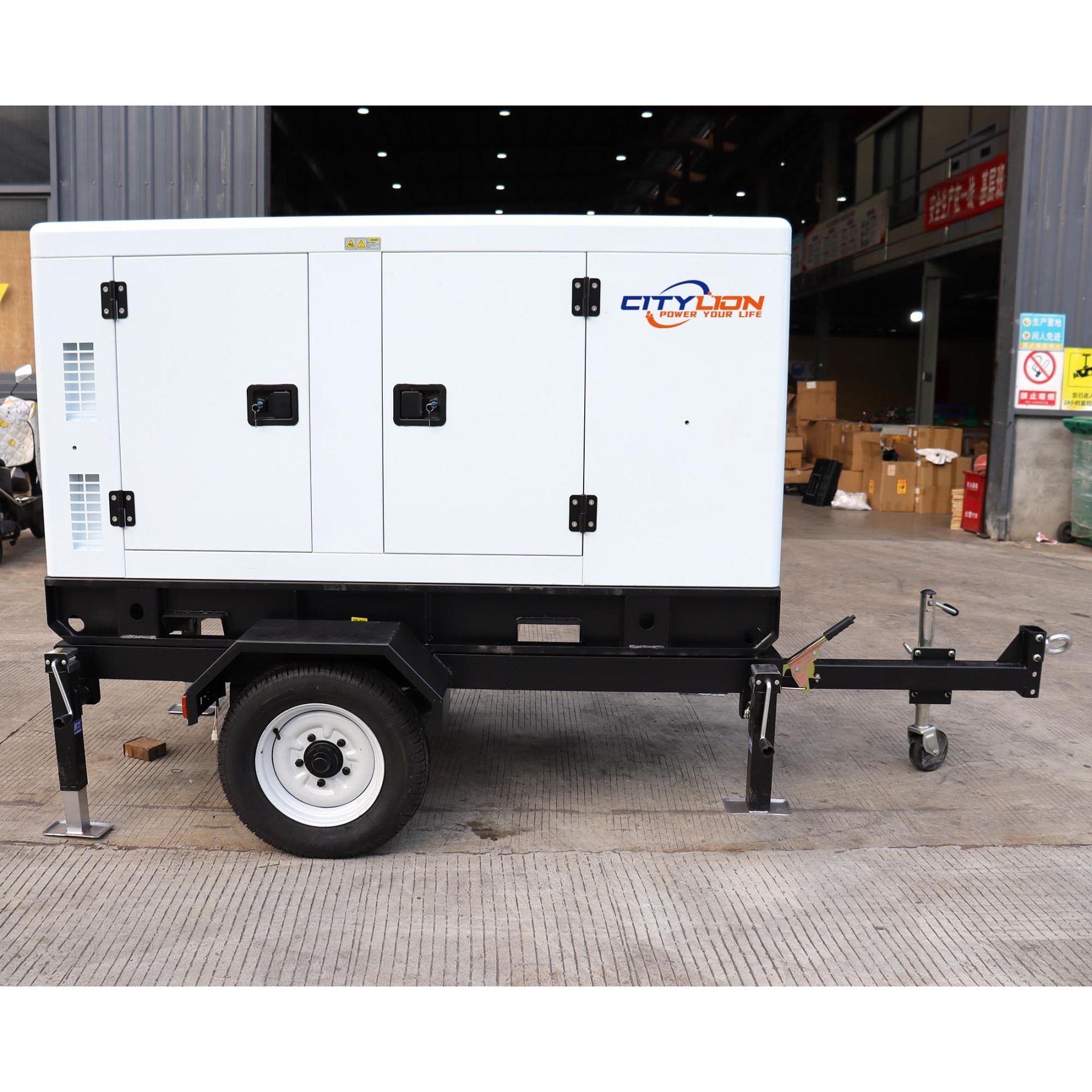 Hot Sale Mobile Water Cooled Genset, 12kW 16kW 20kW 24kW 32kW 40kW Trailer Type Silent Diesel Generator with 2 Wheels-CITYLION  |  power your life