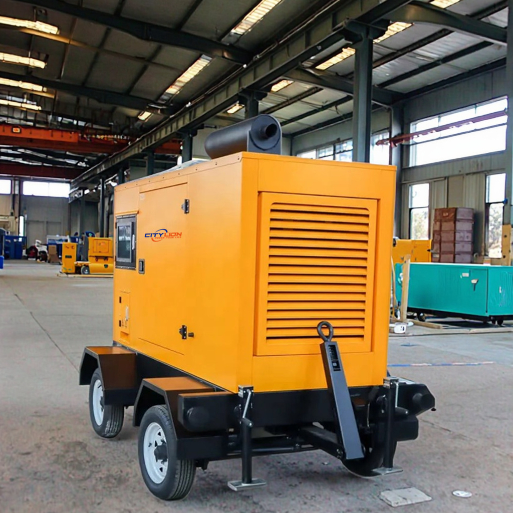 Custom Portable Trailer Genset, 12kW 16kW 20kW 24kW 32kW 40kW Water Cooled Silent Diesel Generator with Wheels-CITYLION  |  power your life
