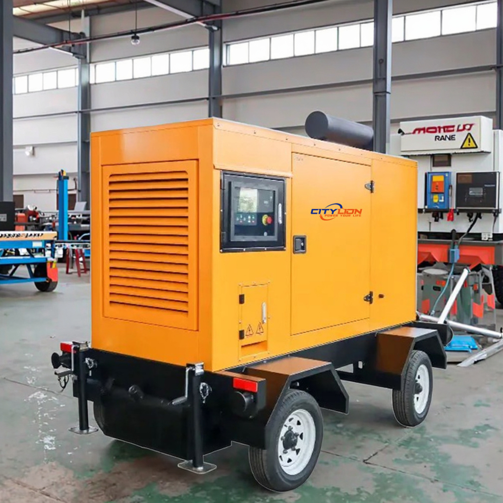 Custom Portable Trailer Genset, 12kW 16kW 20kW 24kW 32kW 40kW Water Cooled Silent Diesel Generator with Wheels-CITYLION  |  power your life