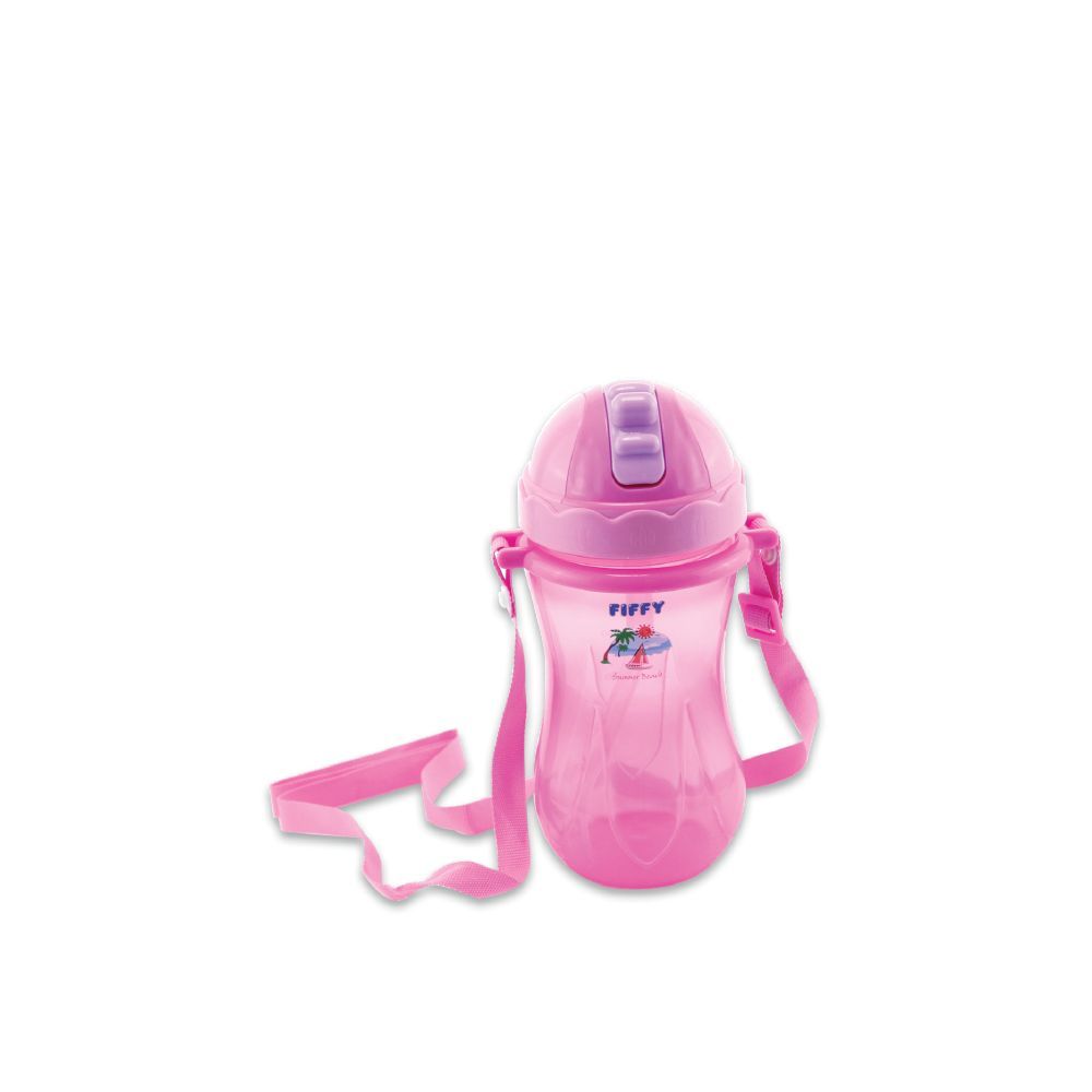 Fiffy Polypropylene Straw Cup with Strap - Assorted Color (360ml)