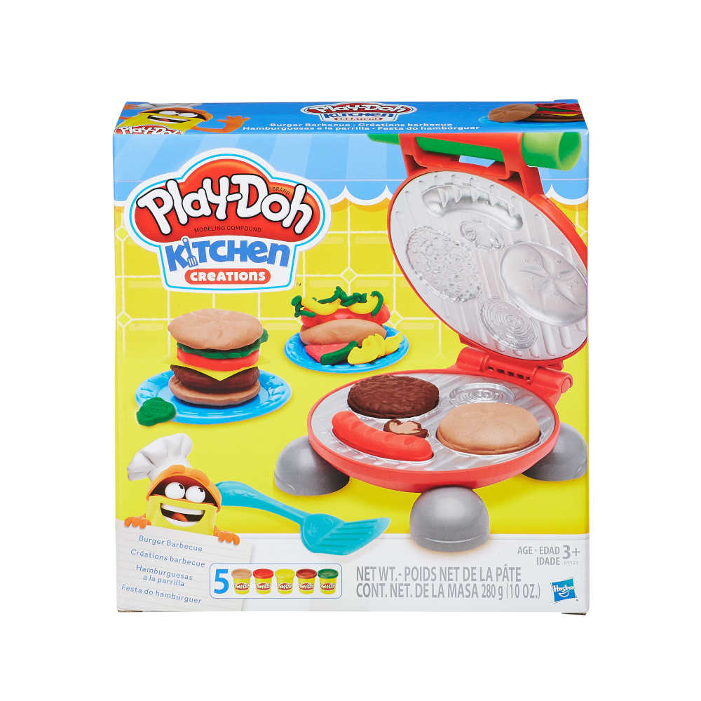 Play-Doh Kitchen Creations Burger Barbecue With 5 Play Doh Color Can (Model:B5521)