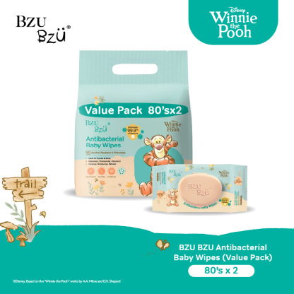 BZU BZU ANTIBACTERIAL BABY WIPES 2X80S