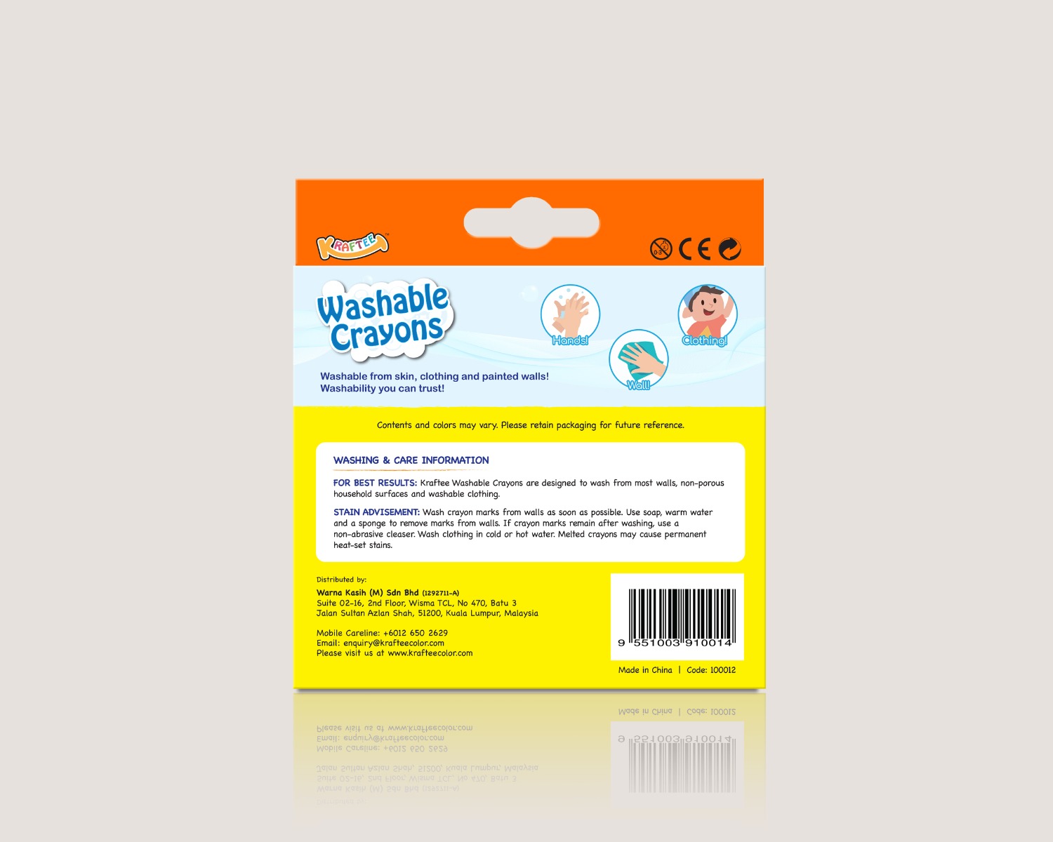 KRAFTEE 12CT WASHABLE CRAYONS