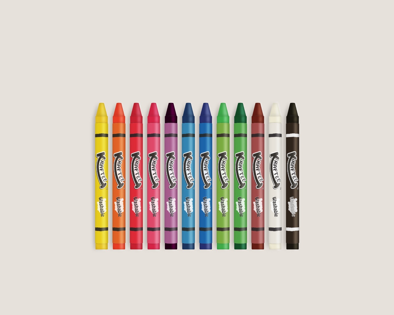 KRAFTEE 12CT WASHABLE CRAYONS