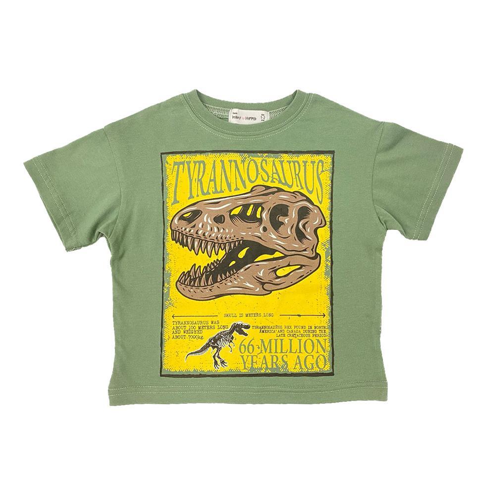 Kemeja-T Baby Hippo Lengan Pendek Tops Kasual (HTT0125-10003 - Tyrannosaurus)