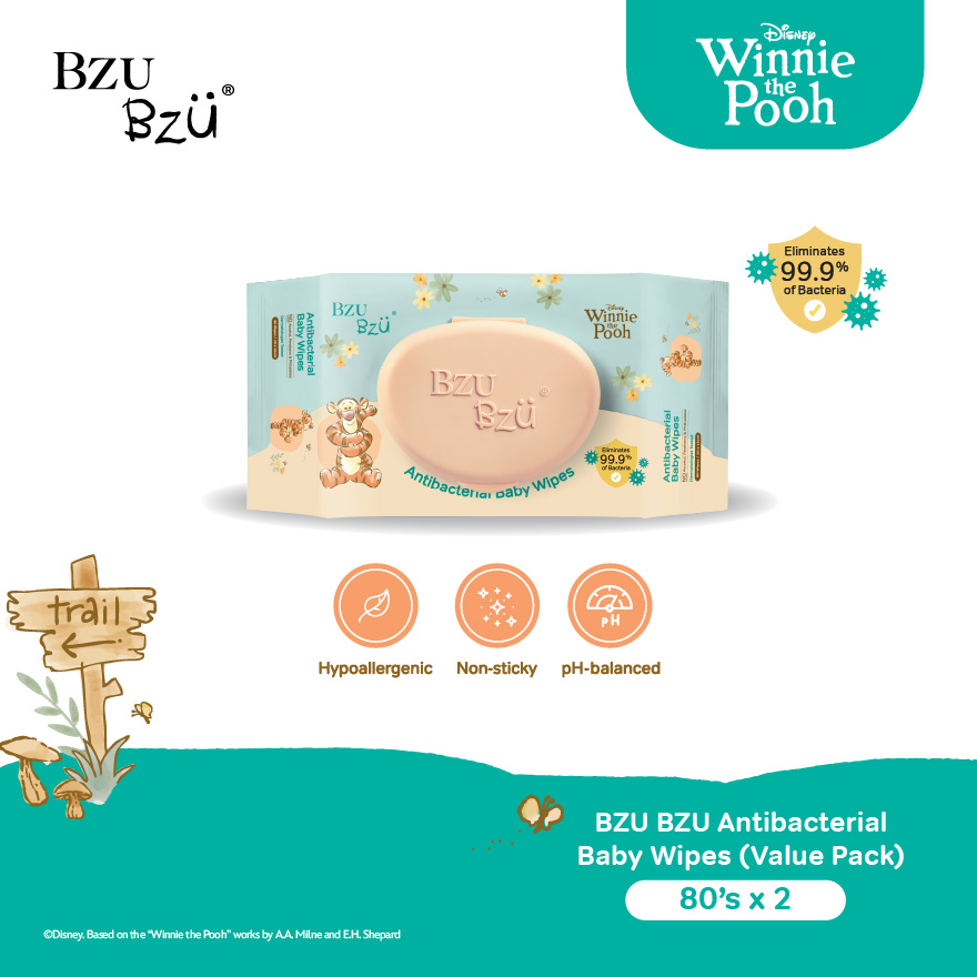 BZU BZU ANTIBACTERIAL BABY WIPES 2X80S