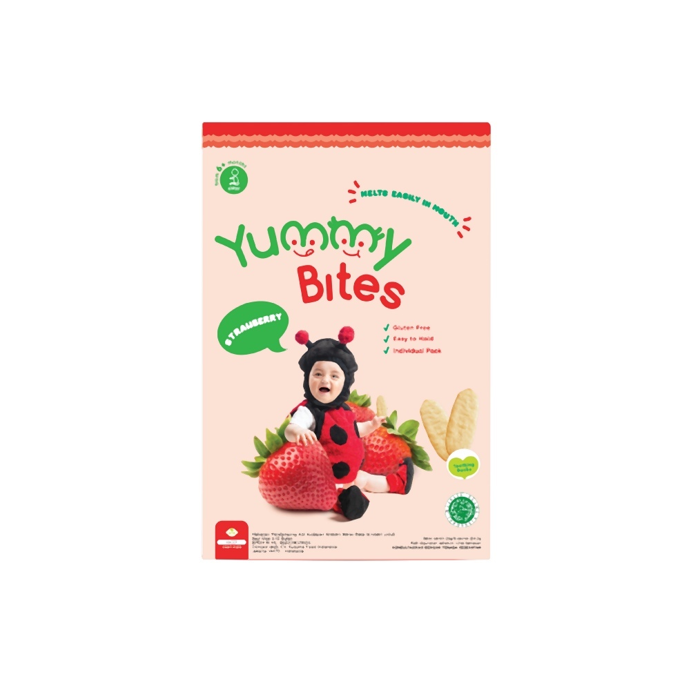Yummy Bites Baby Rice Crackers - Strawberry Flavour (6M+) 25g