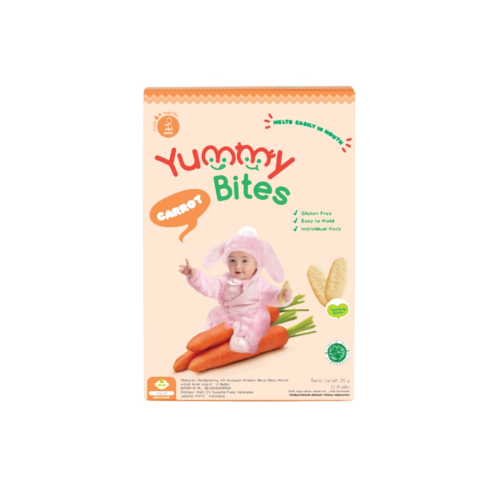 Yummy Bites Baby Rice Crackers - Carrot Flavour (6M+) 25g