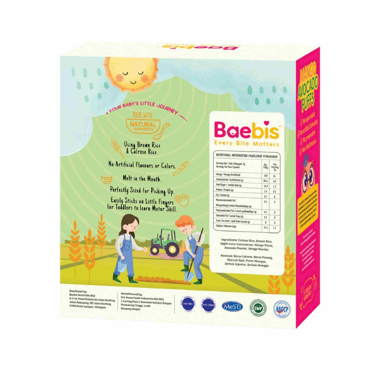 Baebis Mango Avocado Puffs 35g Baby Food