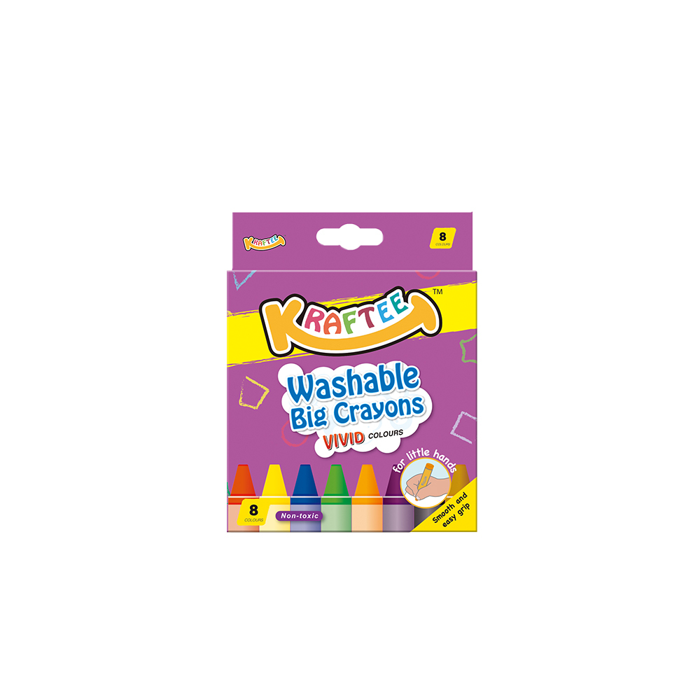 KRAFTEE 8CT WASHABLE BIG CRAYONS FOR LITTLE HANDS