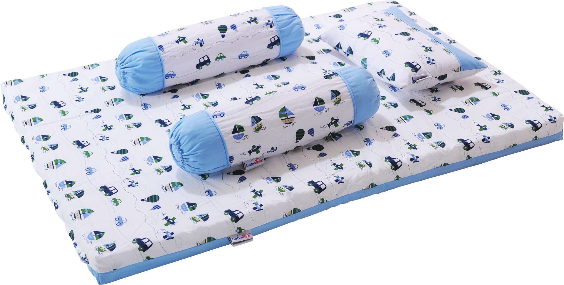 Baby Love 4 in 1 Mattress Set with Pillow & Bolster - Captain Blue (Model: 2980)