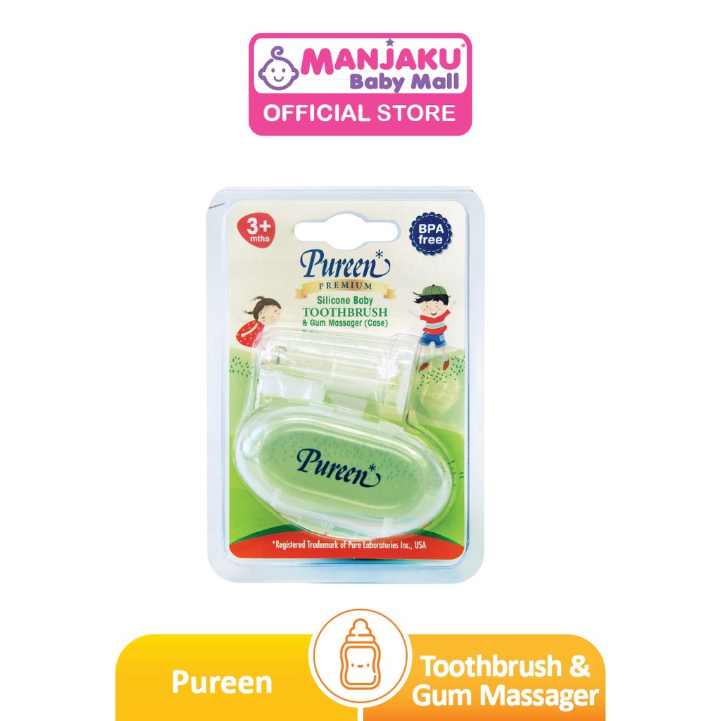 Pureen Silicone Baby Toothbrush & Gum Massager + Case (Assorted Color)