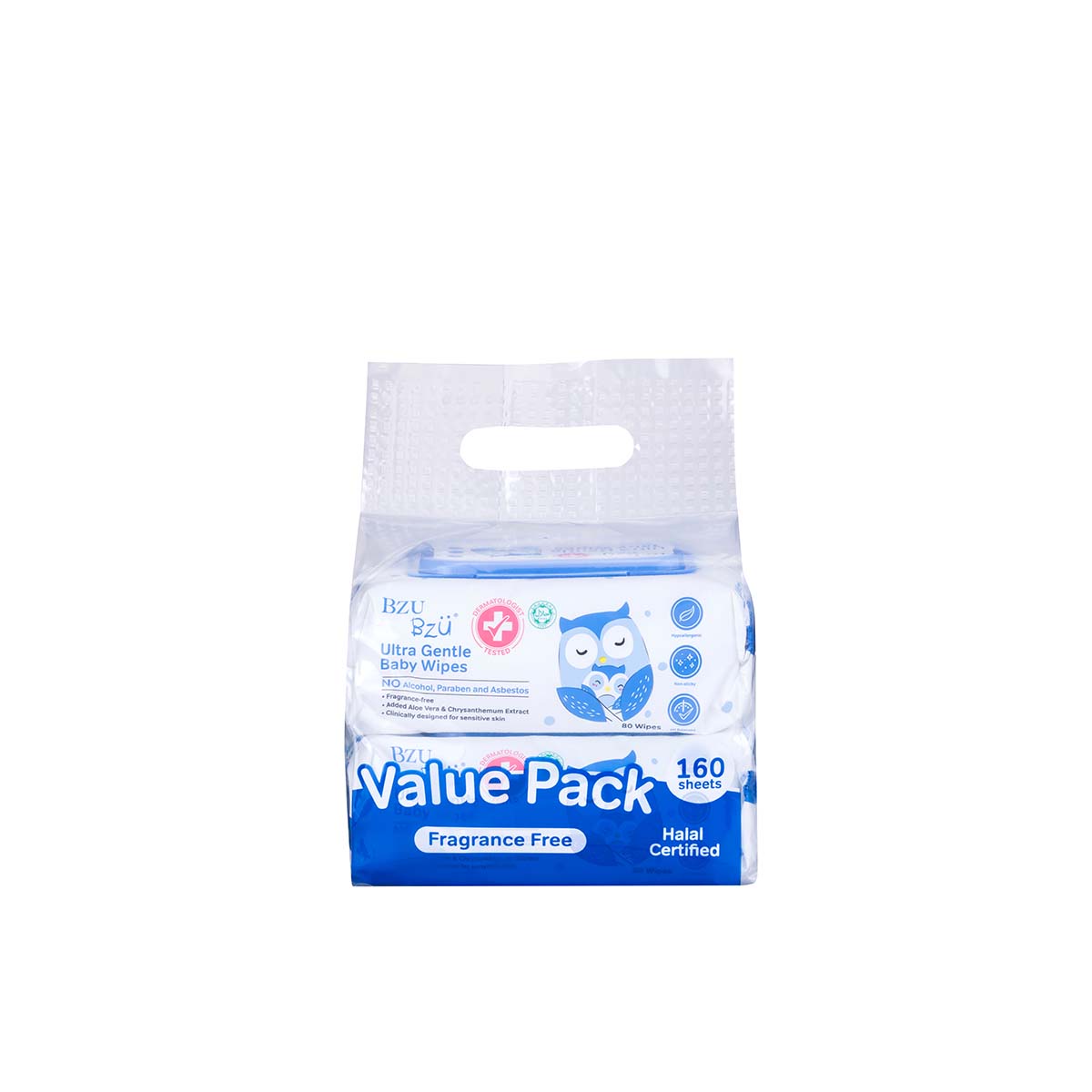 Bzu Bzu Ultra Gentle Fragrance Free Baby Wipes (2x80 Pcs)