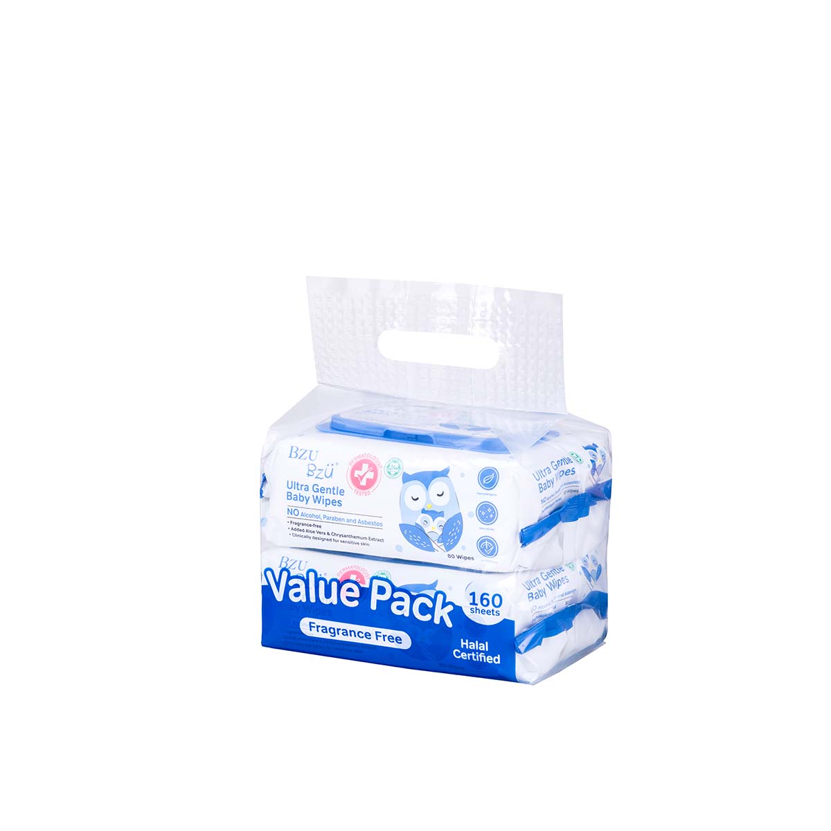 Bzu Bzu Ultra Gentle Fragrance Free Baby Wipes (2x80 Pcs)