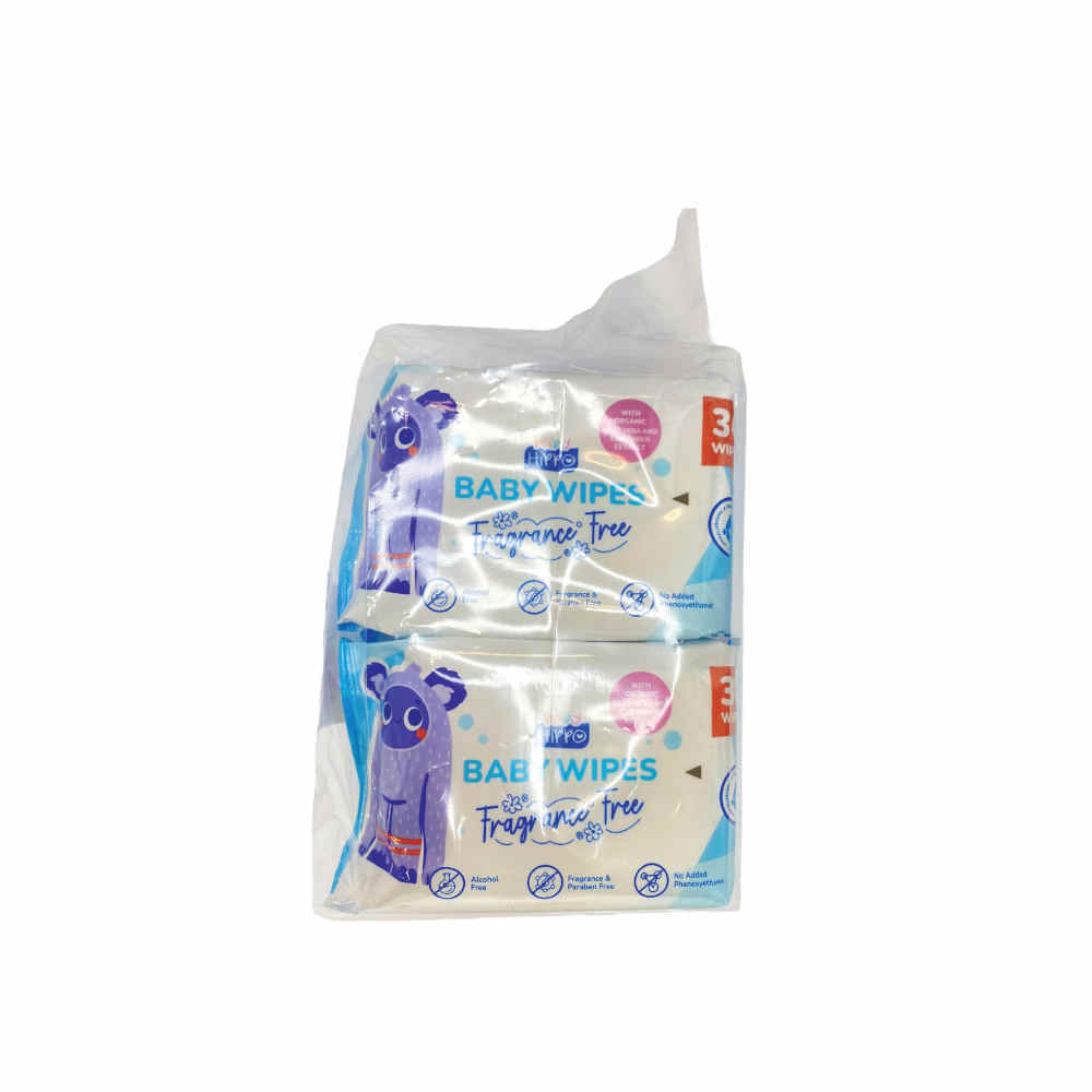 Baby Hippo Baby Wipes 6x30s (FRAGRANCE FREE)